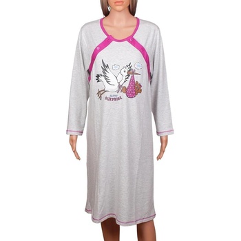 Макси ватирана нащница за кърмене в сиво с щъркел и