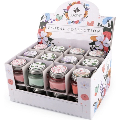 Malá vonná svíčka ve skle s jmenovkou 28 g Varianta: (Floral) mix č. 2, Balení: 24 ks 49591/120782/278302