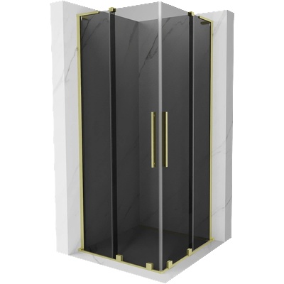 Mexen Velar L Duo плъзгаща се душ кабина 80 x 80 см, графит, златно четкано - 871-080-080-02-43-55 (871-080-080-02-43-55)