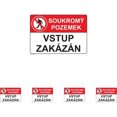 Walteco Soukromý pozemek, vstup zakázán 297x210mm, formát A4, plastová tabulka Množství: 5 ks , 20043BP1