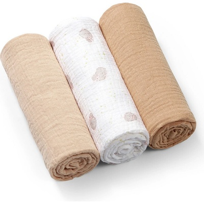 Babyono Pleny mušelínové Super Soft hnědá/béžová 3 ks