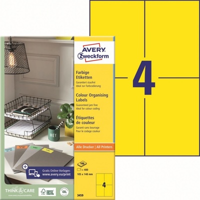 Avery Zweckform 100 listů, A4, žluté 3459