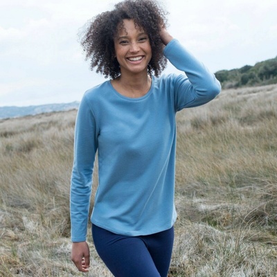 Blancheporte Moltonové hrejivé tričko s okrúhlym výstrihom modrosivá