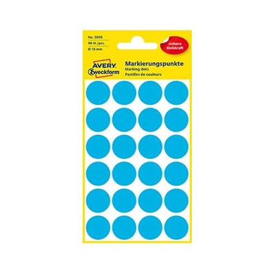 Avery Zweckform etikety 18mm, modré, 24 etikiet, značkovací, balené po 4 ks, 3005, pre ručný popis