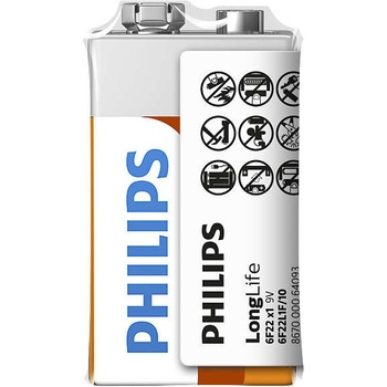 Philips Longlife батерия 9V (E), 1-foil (6F22L1F/10)