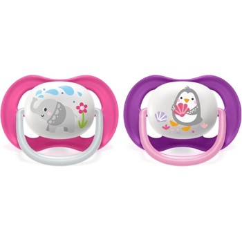 Philips Avent šidítko Ultra Air Animals SCF080/08 dívka slon/tučňák