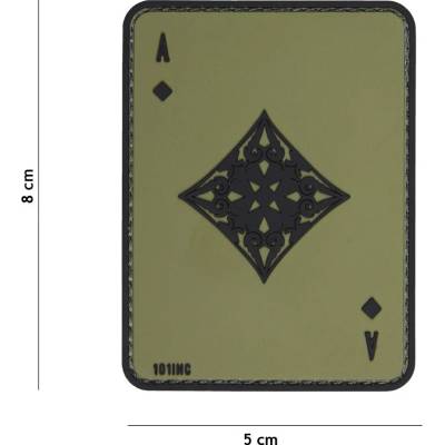 Gumová nášivka 101 Inc Ace of Diamonds - olivová