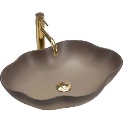 Rea REA-U0629 - Мивка за плот PEARL 38x50, 5 cm керамика/кафява (RE0204)