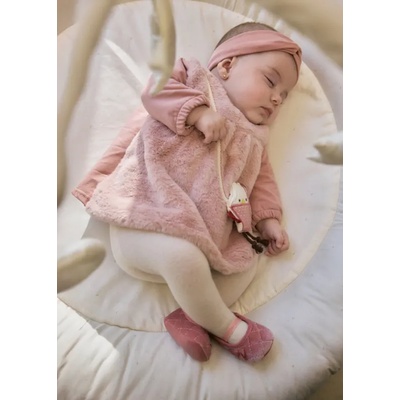 Mayoral Розова плюшена рокля за новородено момиче с чантичка Mayoral