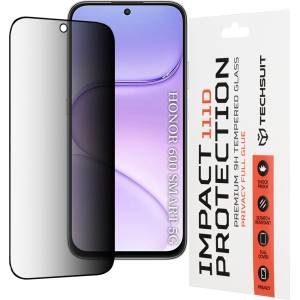 Techsuit Поверителен стъклен протектор Techsuit 111D Privacy Full Glue - Honor 600 Smart - Черен