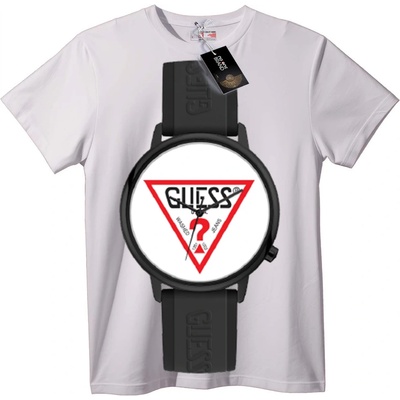 NOONEBRAND Тениска с лого GUESS часовник - 6XL, White