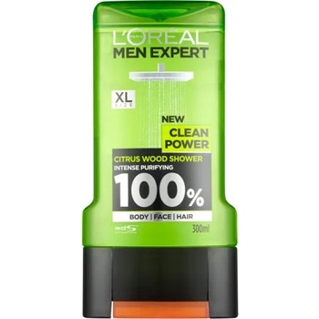 L'Oréal Men Expert Clean Power - Душ гел за коса, лице и тяло за мъже 300мл