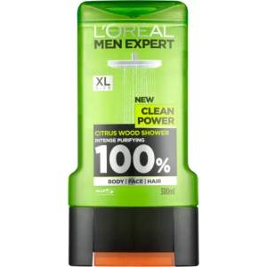 L'Oréal Men Expert Clean Power - Душ гел за коса, лице и тяло за мъже 300мл