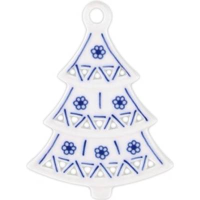 Cibulák vianočná ozdoba obojstranná stromček prelamovaný 8,5 cm cibulový porcelán originálny cibulá