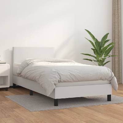 Petrashop 3140982 boxspring postel s matrací bílá umělá kůže