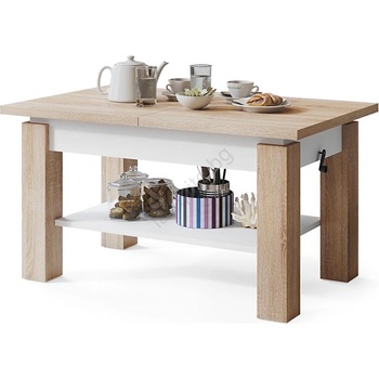Mazzoni Разтегателна холна/трапезна маса с полица adonis дъб сонома/бяло (mz0007)