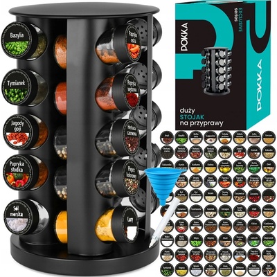 POKKA Stojan na koření kovový černý s 20 kořenkami – Zboží Mobilmania