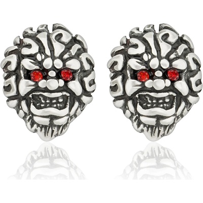 Sam's Artisans náušnice Red Monster Skull chirurgická oceľ INM051