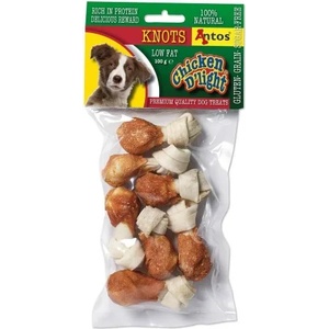 ANTOS Chicken D'light Knot - лакомство за куче - вързани телешки кокалчета с пилешко филе 100 гр - Нидерландия - 20160