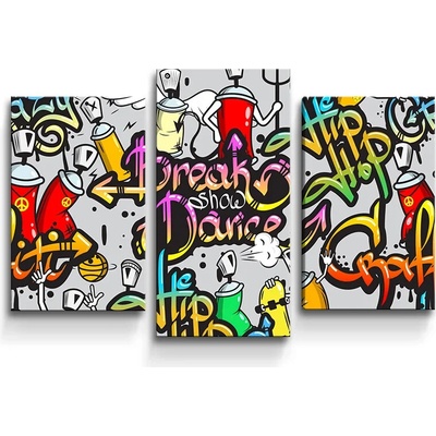 Sablio Obraz - 3-dílný Graffiti - 75x50 cm
