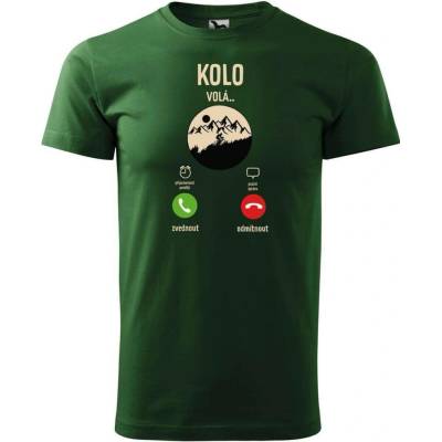 Dobrý Triko pánské tričko Kolo volá Lahvově zelená
