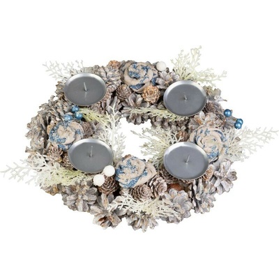 MagicHome Vianoce Veniec Vianoce modro-biely, 30 cm