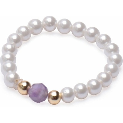 Nefertitis Ametyst prsten elastický s perletí NF24543