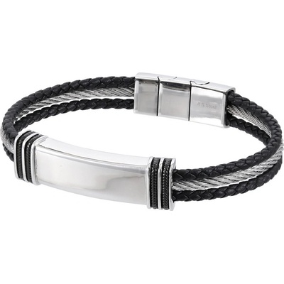 Free Style náramek z chirurgické oceli a kůže BSS978