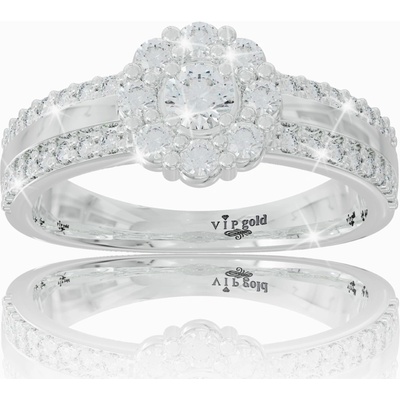 VIPgold Zlatý prsteň s bielymi zafírmi v bielom zlate R35746b