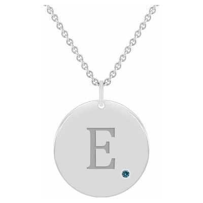 Eppi Platinový přívěsek s modrým diamantem a gravírem písmene Sager P41220