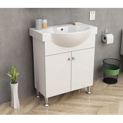 Inter Ceramic Долен шкаф за баня ICP 7044, PVC, бял, с умивалник, 70x44x85см (7044)