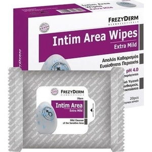 FREZYDERM Мокри кърпички за нежно почистване на чувствителната област, Frezyderm Intim Area Wipes Extra Mild pH 4 Cleansing Wipes 20pcs