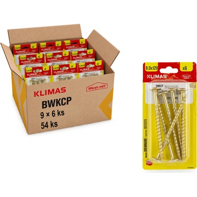 Klimas Wkret-Met 8x120mm - 1 Kartón (9x6 ks) - Konštrukčná skrutka s tanierovou hlavou TX, BWKCP