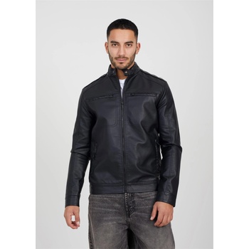 Image 1 of Brave Soul Яке Brave Soul Men's Faux Leather Long Sleeve Jacket - Black