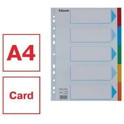 Registre "Standard", popisovateľná titulná str., mix farieb, kartón, A4, 5 dielov, ESSELTE