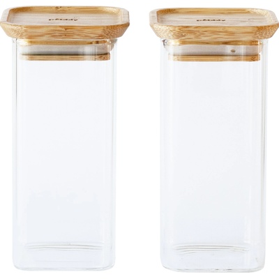 Pebbly Кухненски буркан за съхранение PKV-048 320 мл, комплект от 2 бр. , стъкло / бамбук, Pebbly (PEBB3760132815756)