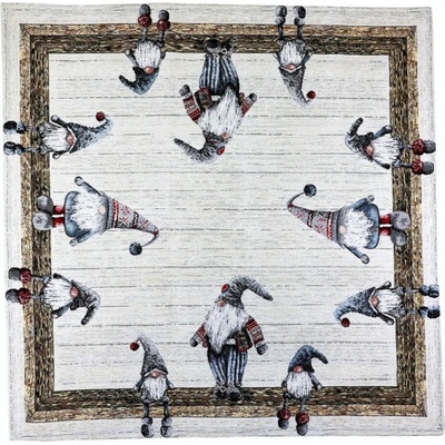 Mondo Vianočný gobelínový obrus Šedí škriatkovia 90x90 cm Chenille IT04 Šedá 90x90 cm