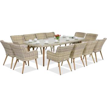 Garden Point Ексклузивен трапезен комплект с голяма маса Cordoba за 12 човека Garden Point sand (GAP058SD-12)