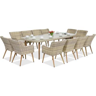 Garden Point Ексклузивен трапезен комплект с голяма маса Cordoba за 12 човека Garden Point sand (GAP058SD-12)