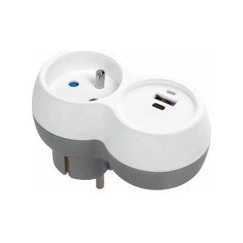 ORNO GROUP 2P+Z socket, USB-A+C, white-gray
