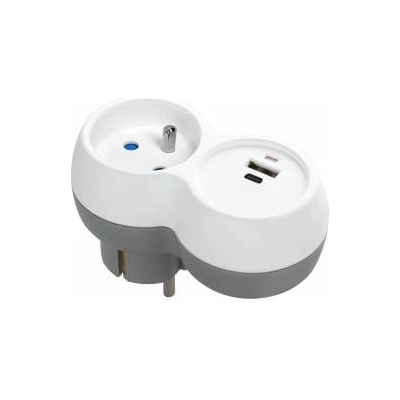 ORNO GROUP 2P+Z socket, USB-A+C, white-gray
