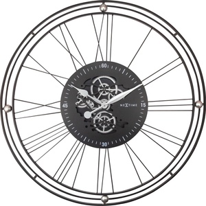 NeXtime Стенен часовник Roman Gear Clock 90, 5 см черно-сребрист (3260ZI)