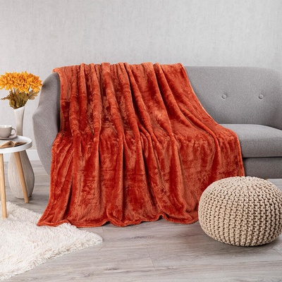 ESSEX Mikroplyšová deka GRENLAND tehlová 150x200