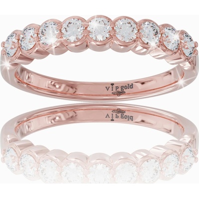 VIPgold Zlatý prsteň s bielymi zafírmi v červenom zlate R35148c S