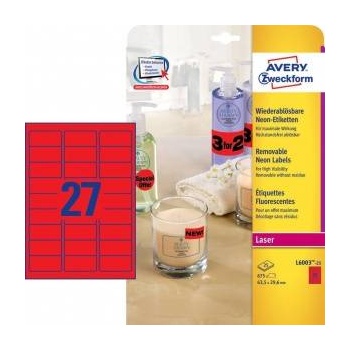 Avery Zweckform Neon Labels 63.5 x 29.6 mm red (L6003-25 N)