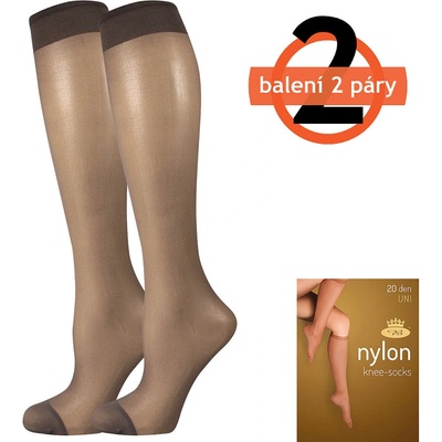 Lady B Nylon 20 DEN Silonové podkolenky 2 páry fumo