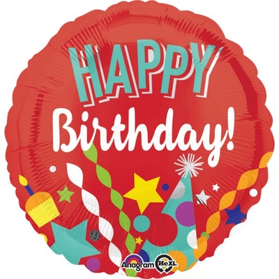Amscan Fóliový balón Happy Birthday červený