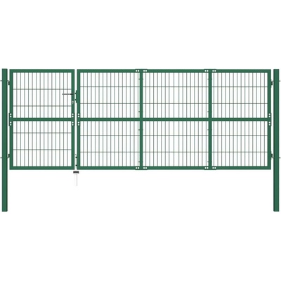 OMAXI Zahradní plotová branka se sloupky 350 x 120 cm ocelově zelená 521907