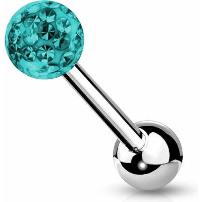S4U Piercing do jazyka Crystals from SWAROVSKI (tmavě tyrkysová) PJ0030-DQ