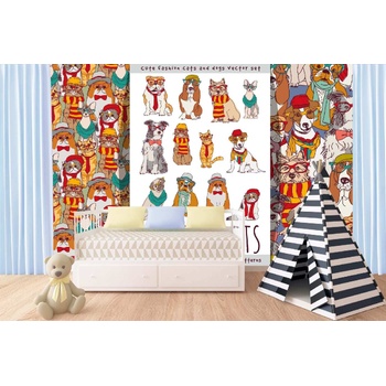 DIMEX ART s. r. o Самозалепваща се флизелинова фототапета хипстърско куче 375 x 250 см